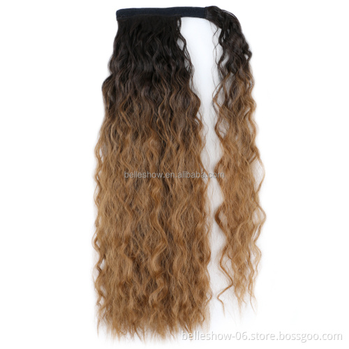 Curly Ponytail  Hair Wrap Around Ponytail  Extensions Drawstring  For Black Women Corn Wavy Long Magic Paste Ponytail